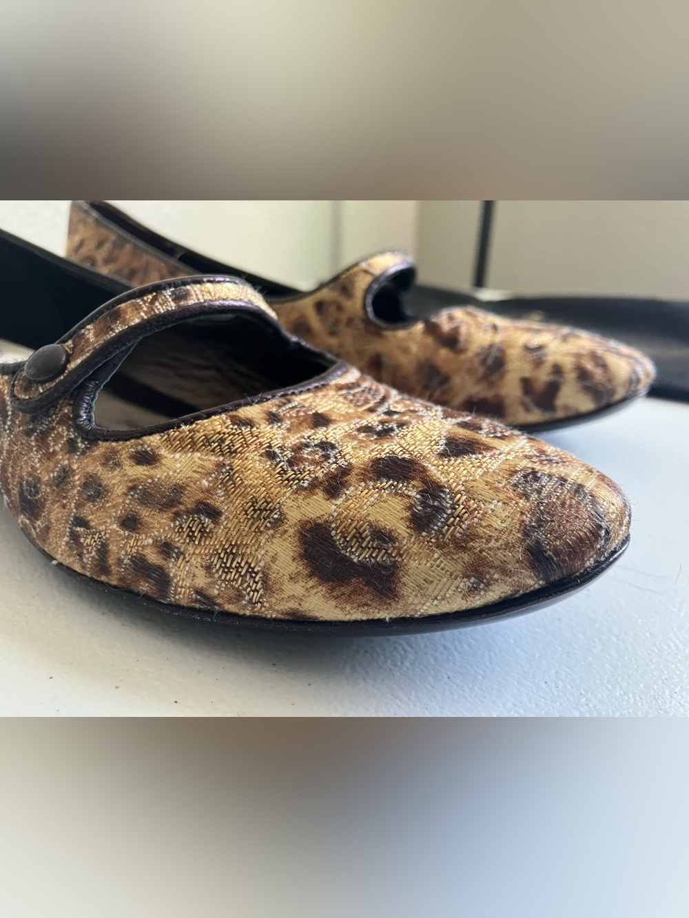 Donald Pliner Woven Leopard Print Mary Jane Flats - Picture 6 of 13
